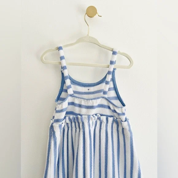 Vince Camuto Kids Dress in Blue and White Stripes with Button Accents | Girls 5 - Picture 4 of 7